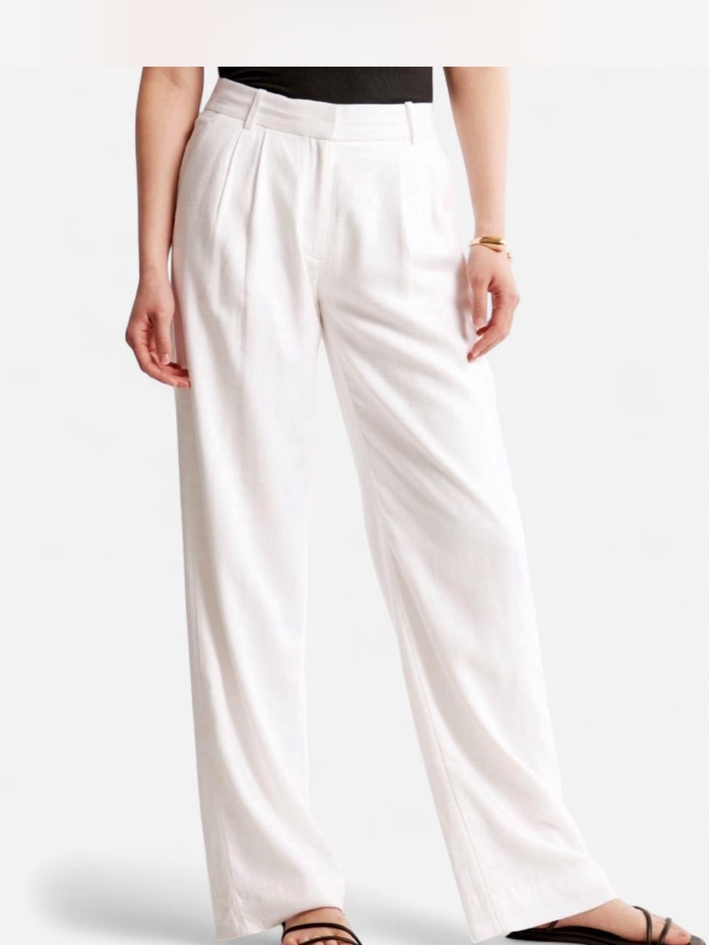 Abercrombie & Fitch Wide-Leg White Trousers